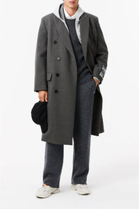 Manteau long en laine mélangée - Bitume Chiné