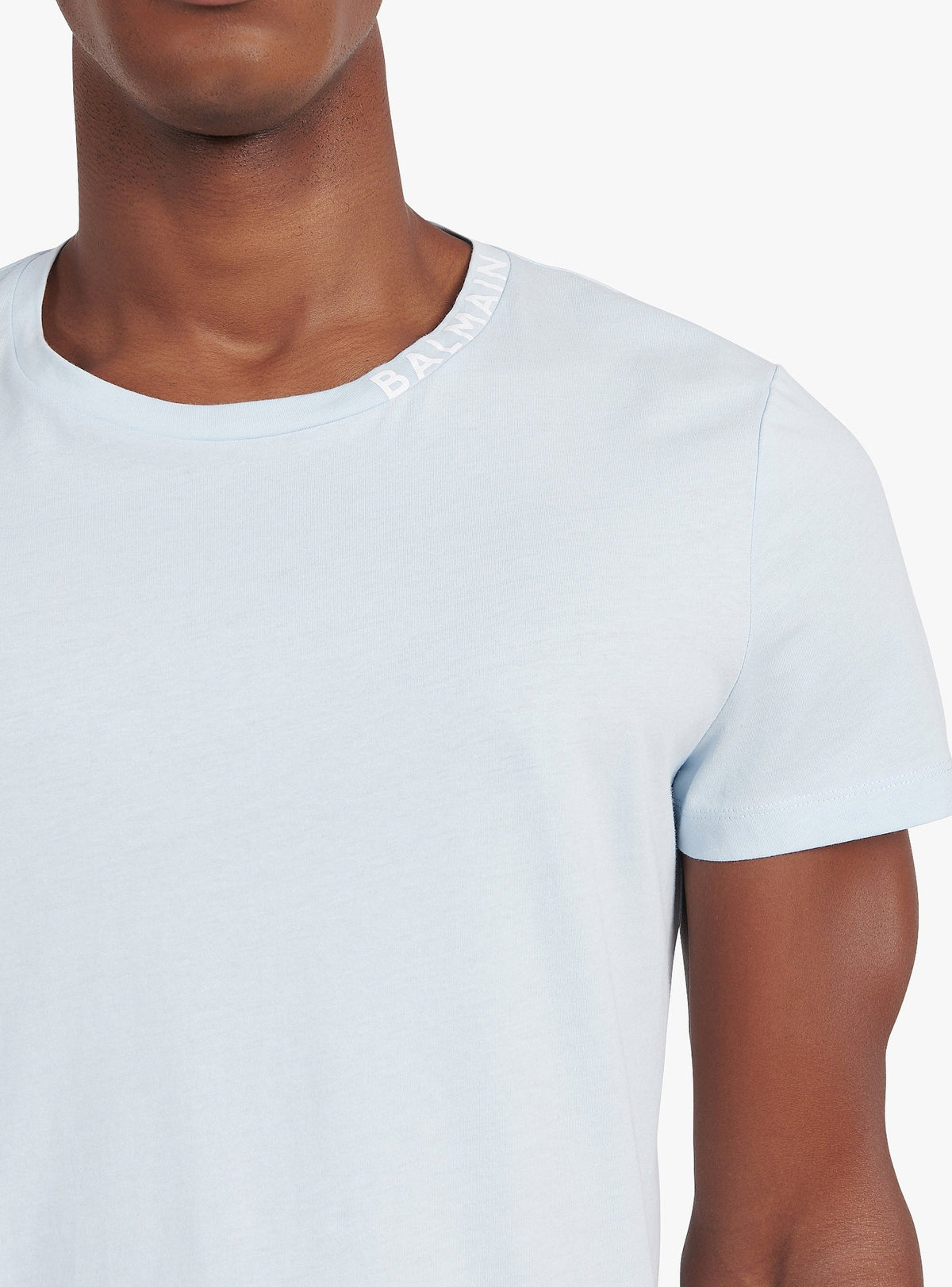 T-shirt à manches courtes brodé - Bleu Pâle & Blanc