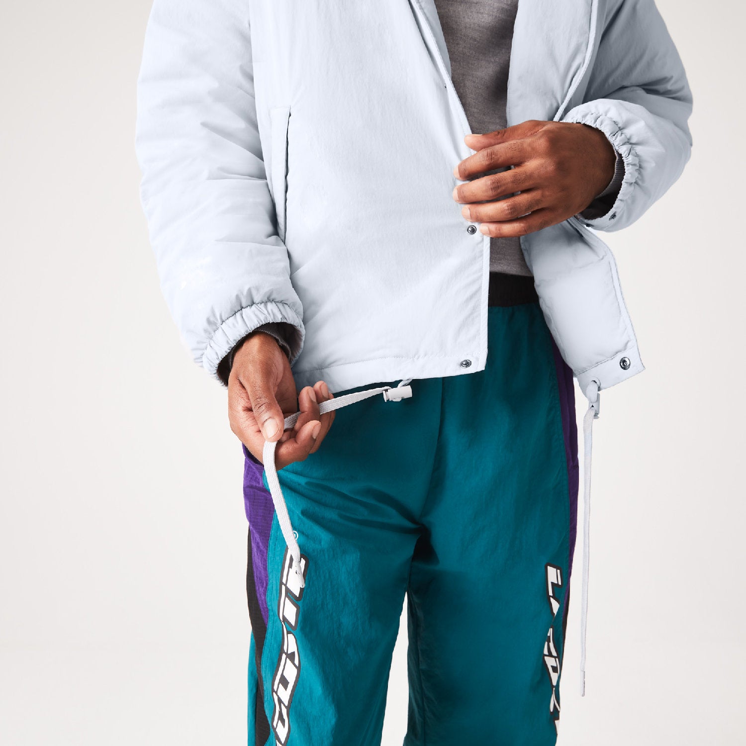 Zipped jacket with logo - Silver Chiné