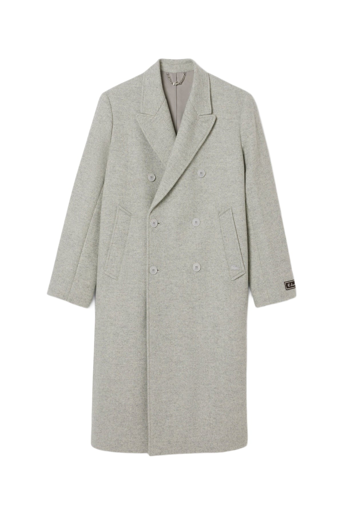 Manteau croisé en laine - Gris Chiné