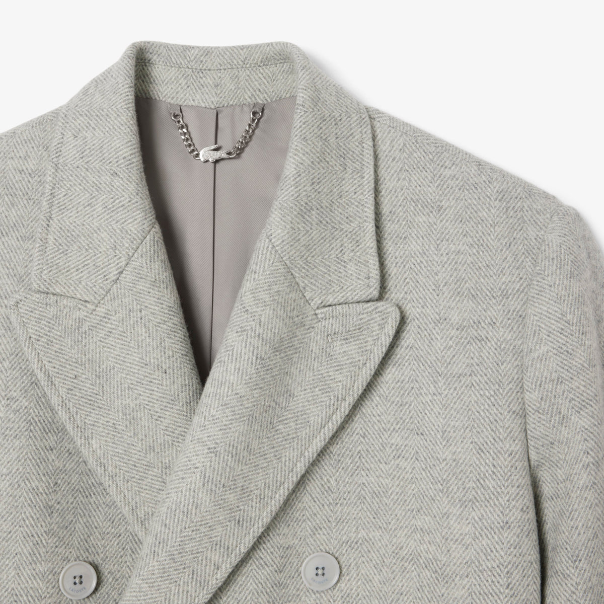 Manteau croisé en laine - Gris Chiné