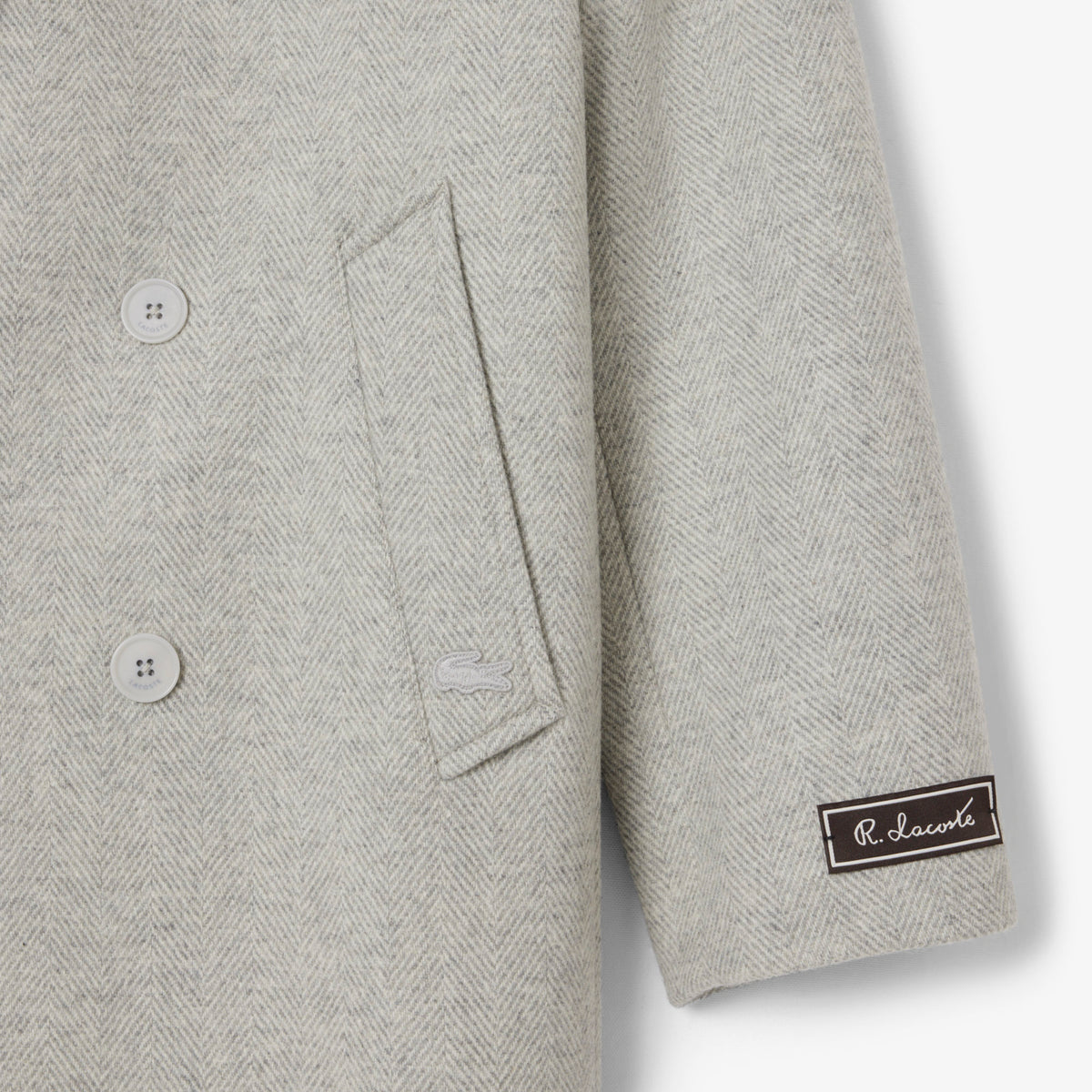 Manteau croisé en laine - Gris Chiné