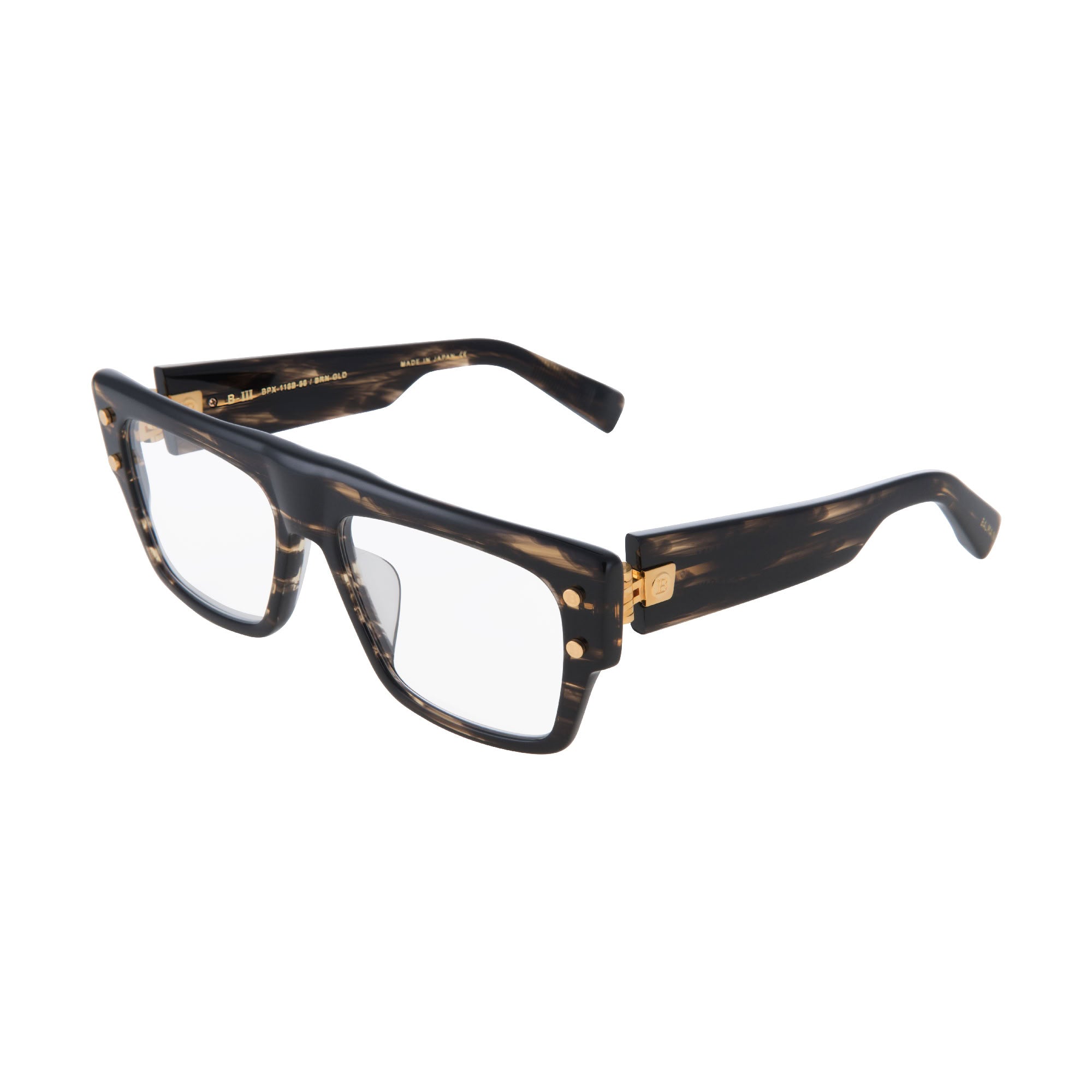 Lunettes de vue mixtes B III à plaquettes - Brown & Gold