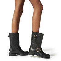 Leather biker boots - Black