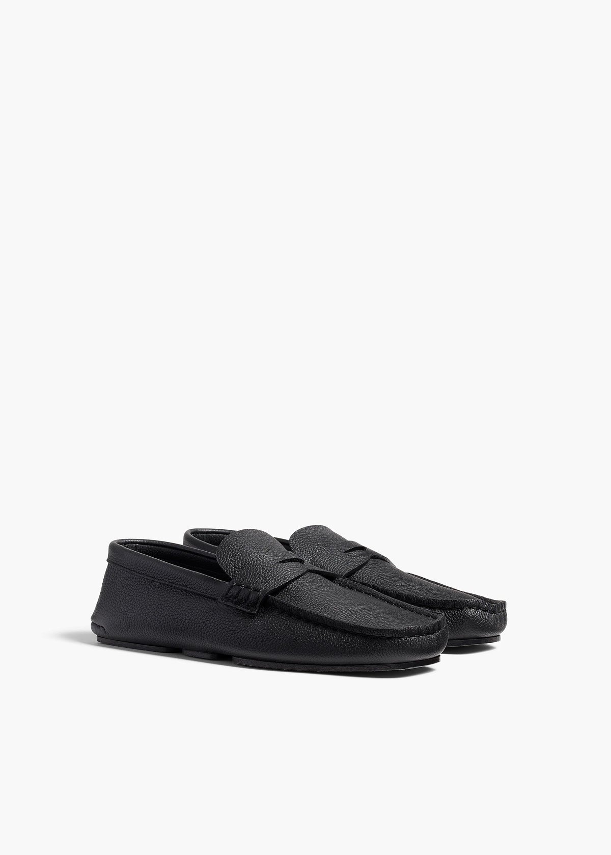 Black Billy Loafer In Black Pebbled Leather - Black
