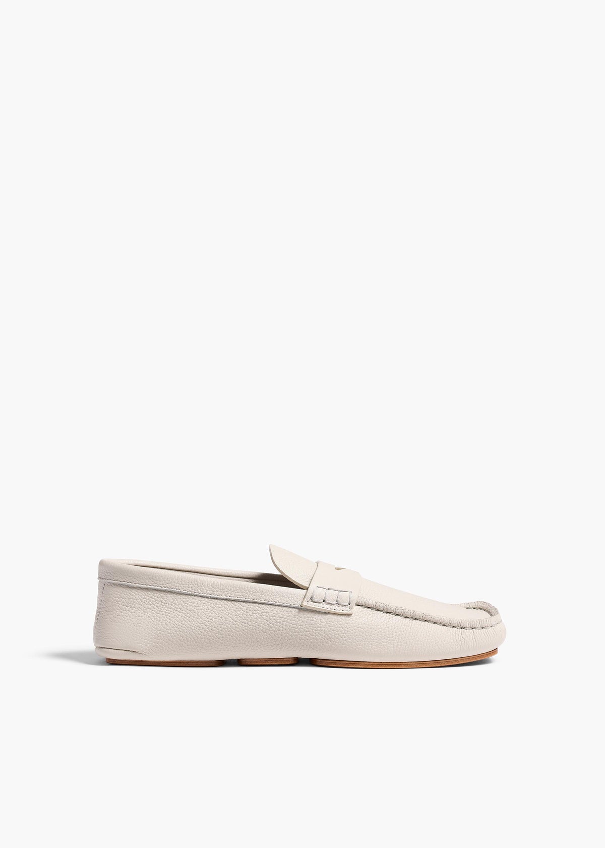 Stone Billy Loafer In Light Grey Pebbled Leather - Stone