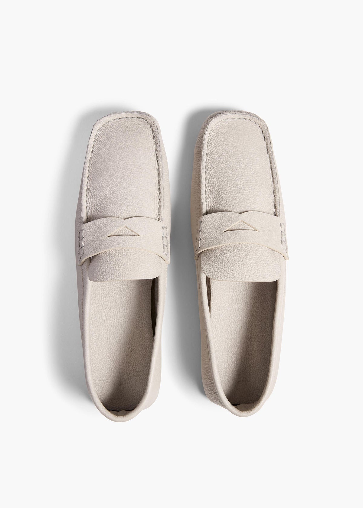 Stone Billy Loafer In Light Grey Pebbled Leather - Stone