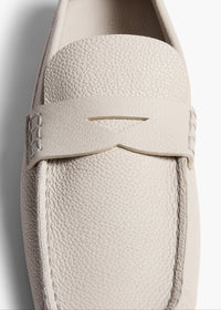Stone Billy Loafer In Light Grey Pebbled Leather - Stone