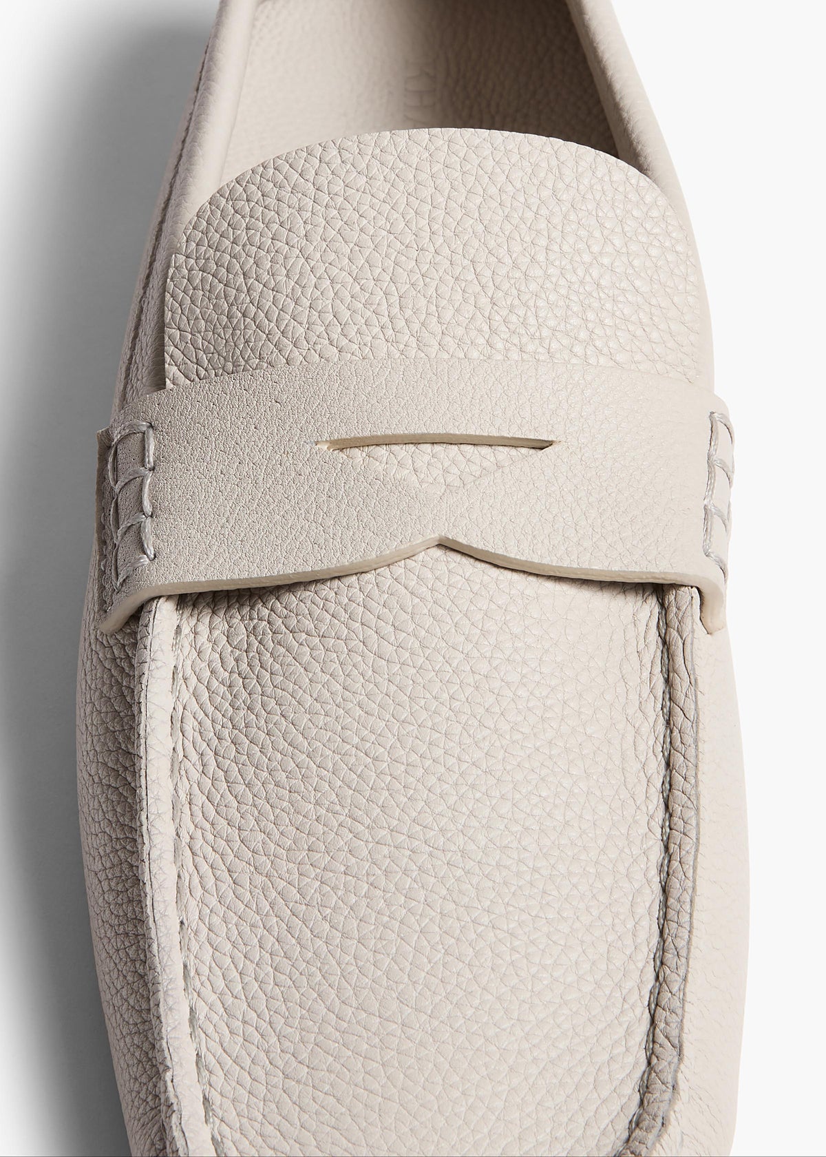 Stone Billy Loafer In Light Grey Pebbled Leather - Stone