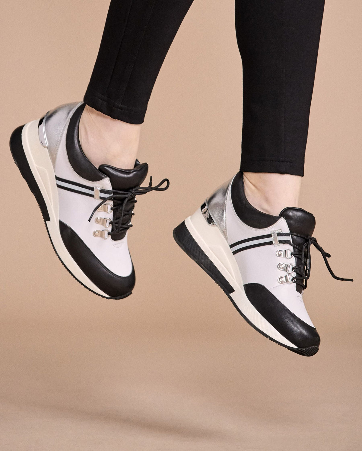 Sneakers Bill-Bw à plateforme en cuir - Black & White