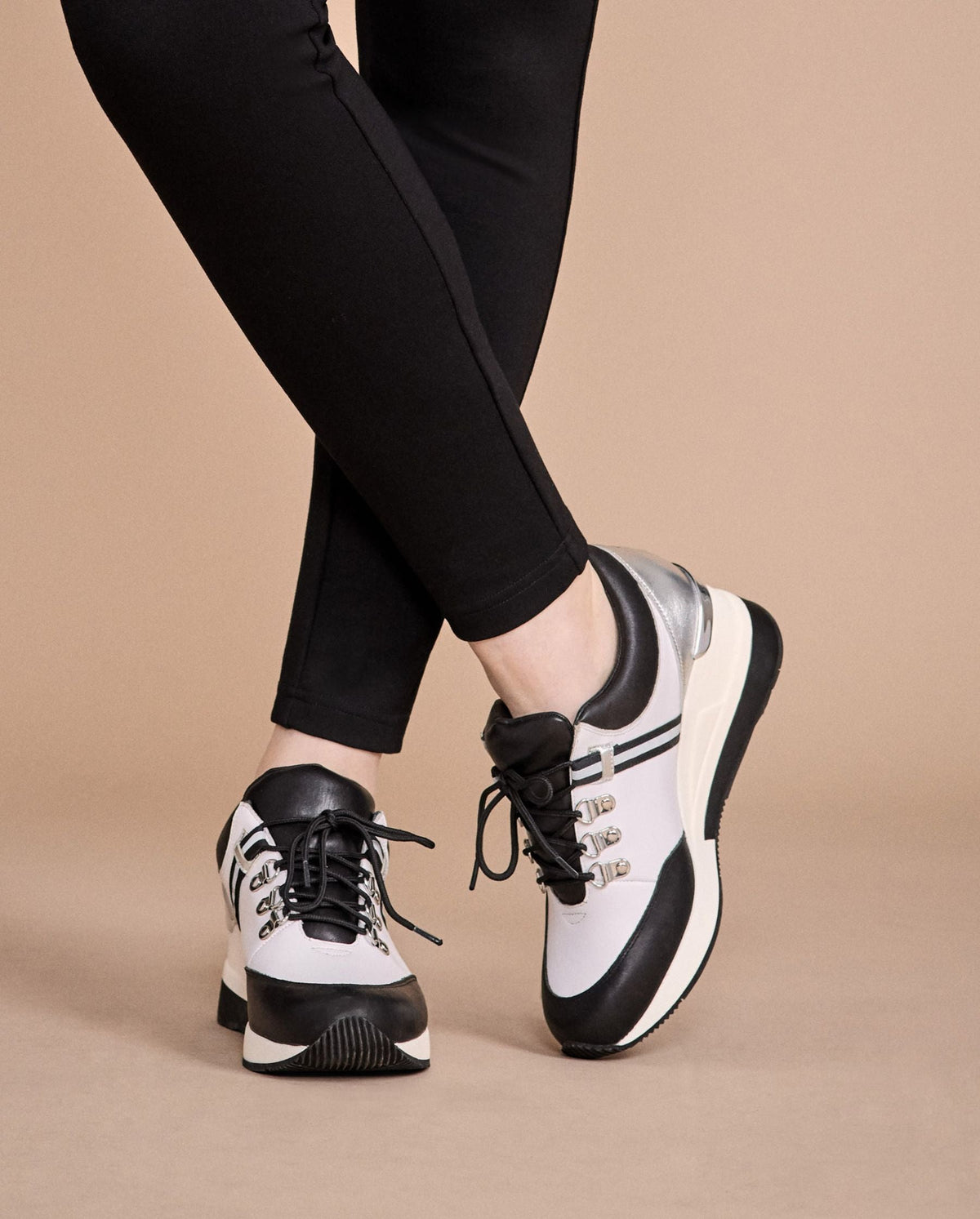 Sneakers Bill-Bw à plateforme en cuir - Black & White