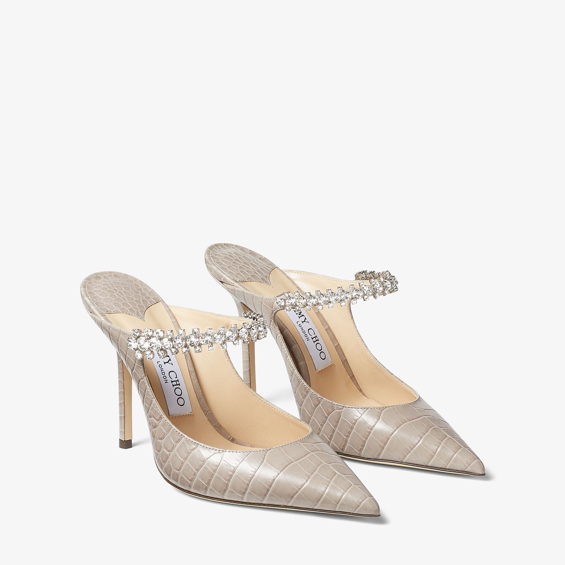 Mules Bing 100 en cuir à imprimé crocodile - Sand