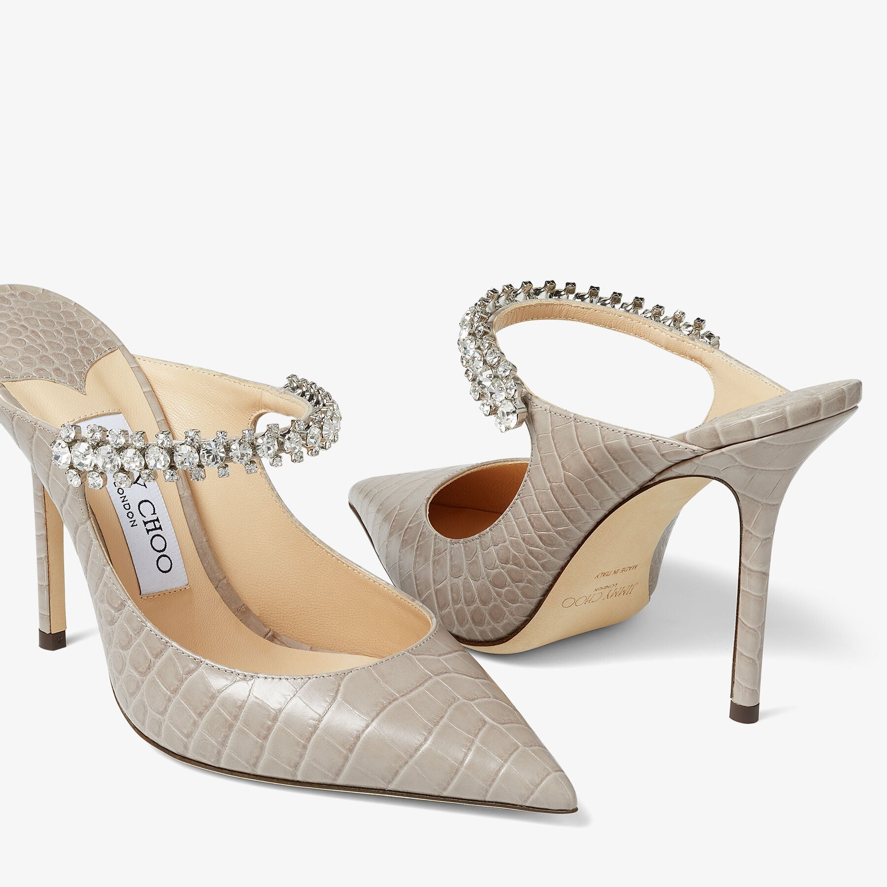 Mules Bing 100 en cuir à imprimé crocodile - Sand