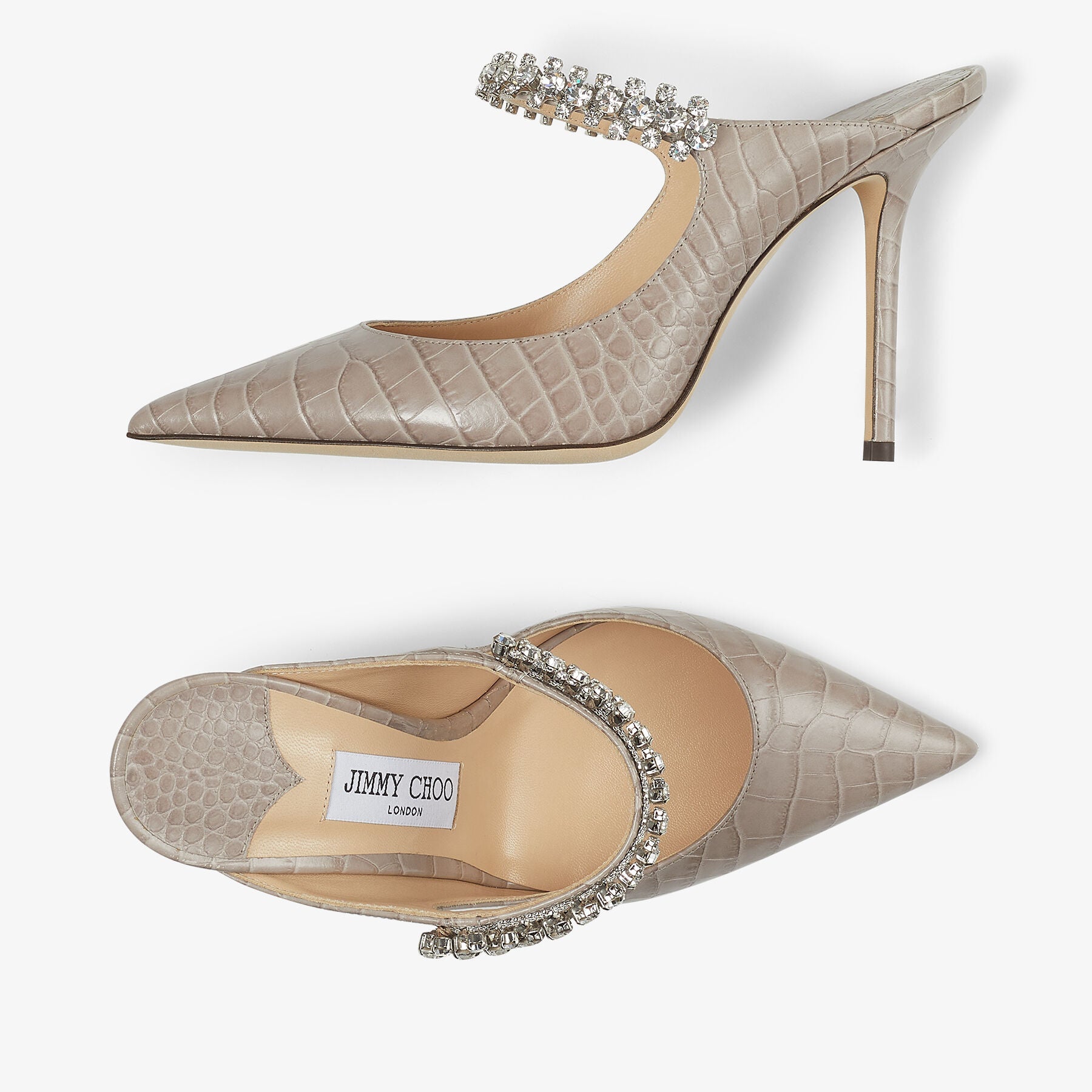 Mules Bing 100 en cuir à imprimé crocodile - Sand