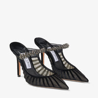 Mules Bing 100 floqués à rayures - Noir