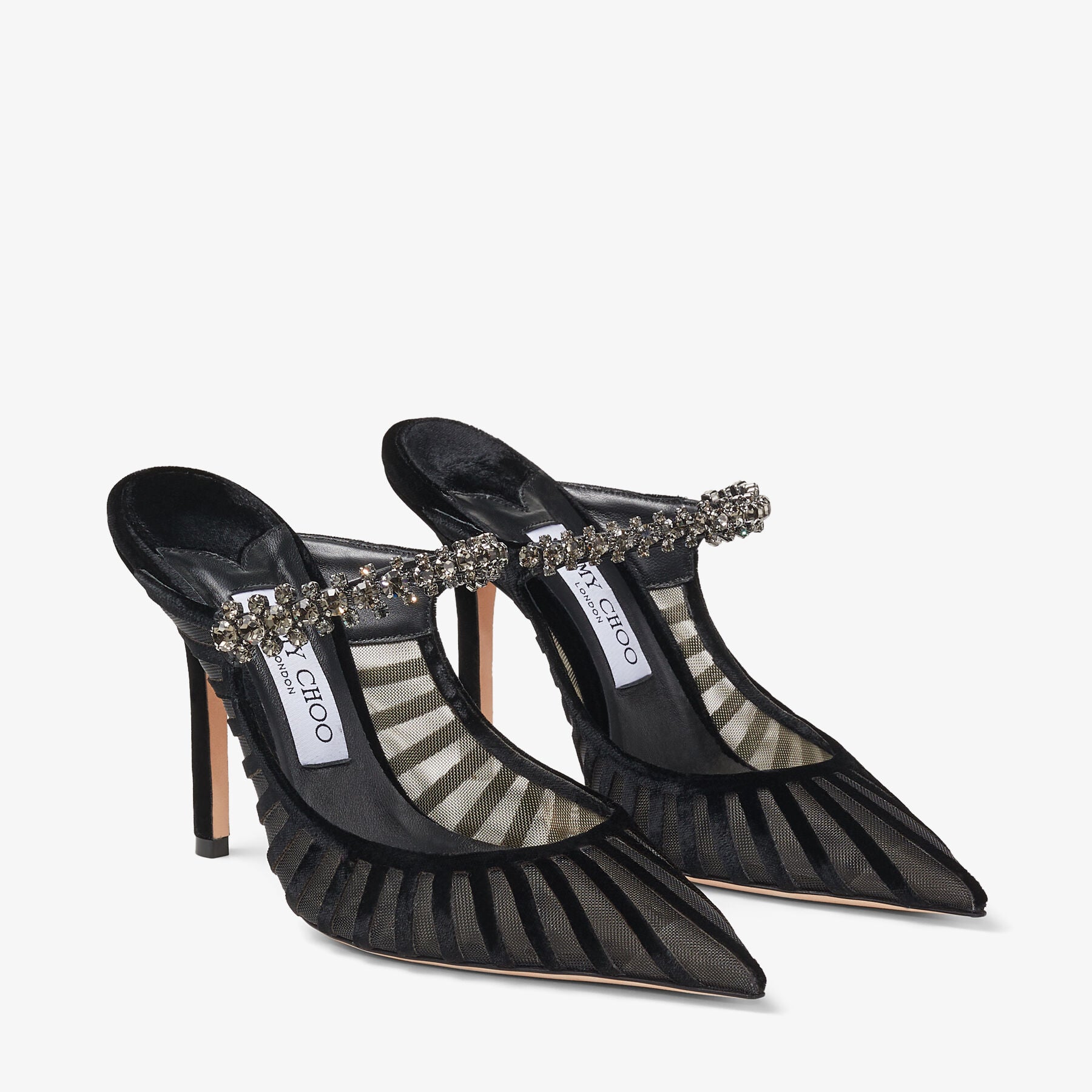 Mules Bing 100 floqués à rayures - Noir