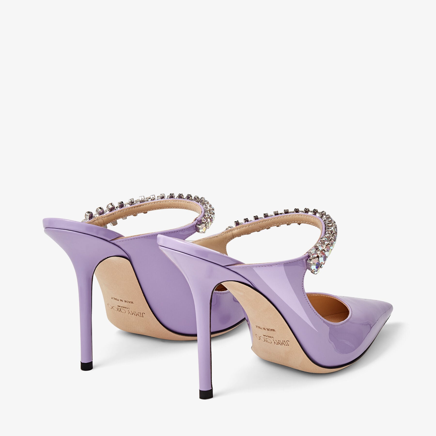 Mules Bing 100 en cuir verni à brides et cristaux - Wisteria & Aurora