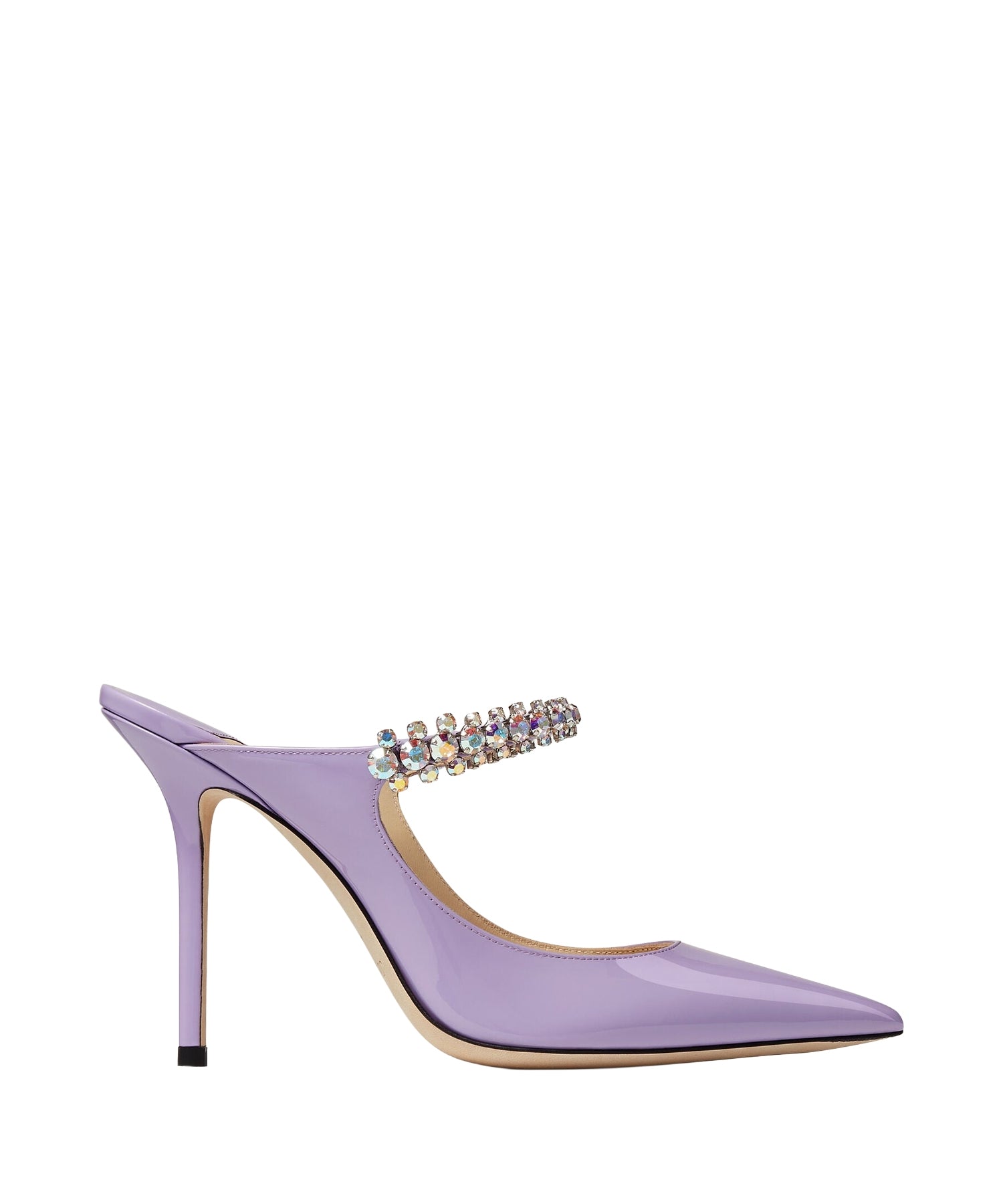 Mules Bing 100 en cuir verni à brides et cristaux - Wisteria & Aurora