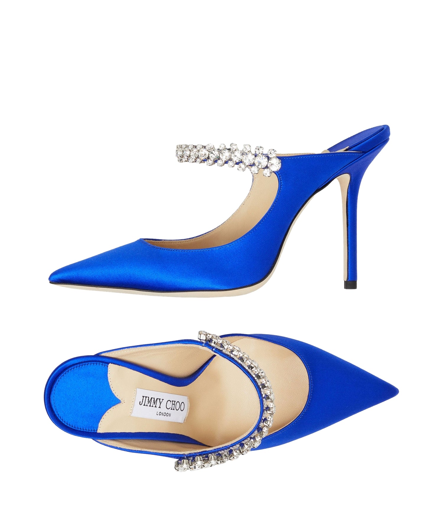 Bing 100 satin strap mules with crystals - Ultraviolet