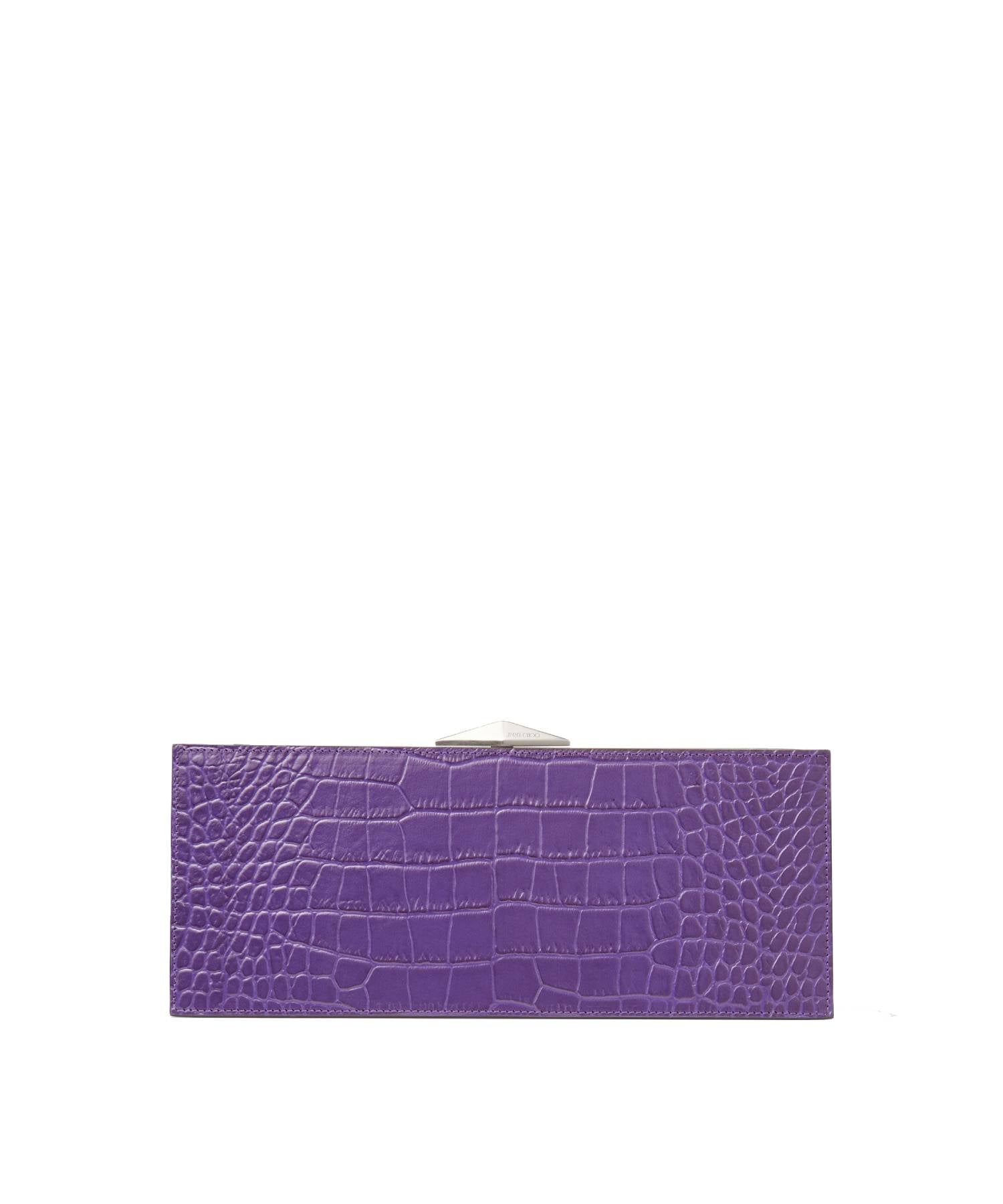 Pochette Diamond en cuir embossé - Cassis & Antique Silver