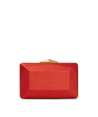 Pochette Diamond rigide en satin - Fuchsia & Paprika