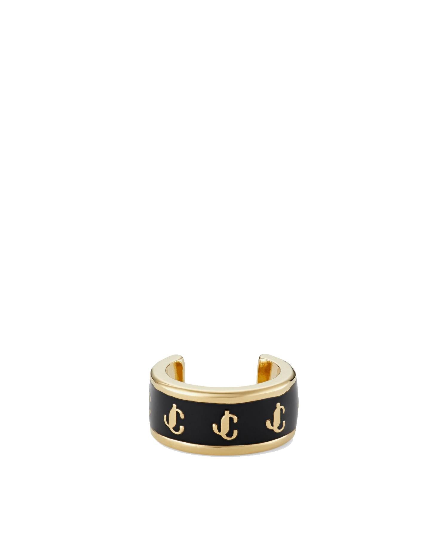 Earcuff JC en métal et émail laiton - Gold & Black
