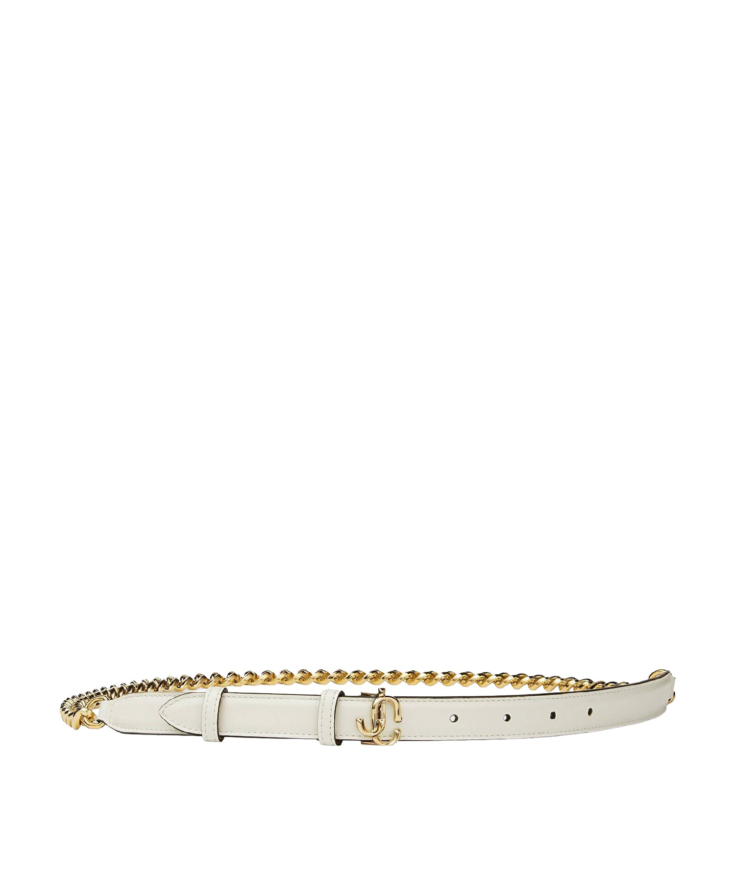 Ceinture JC-Chain en cuir avec chaîne dorée - Latte & Light Gold