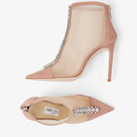 Bottines Bing 100 en daim et résille à cristaux - Ballet Pink & Crystal