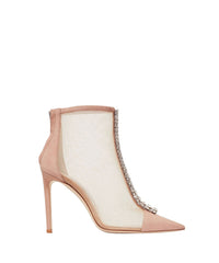Bottines Bing 100 en daim et résille à cristaux - Ballet Pink & Crystal