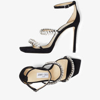 Bing 105 suede strappy crystal sandals - Black