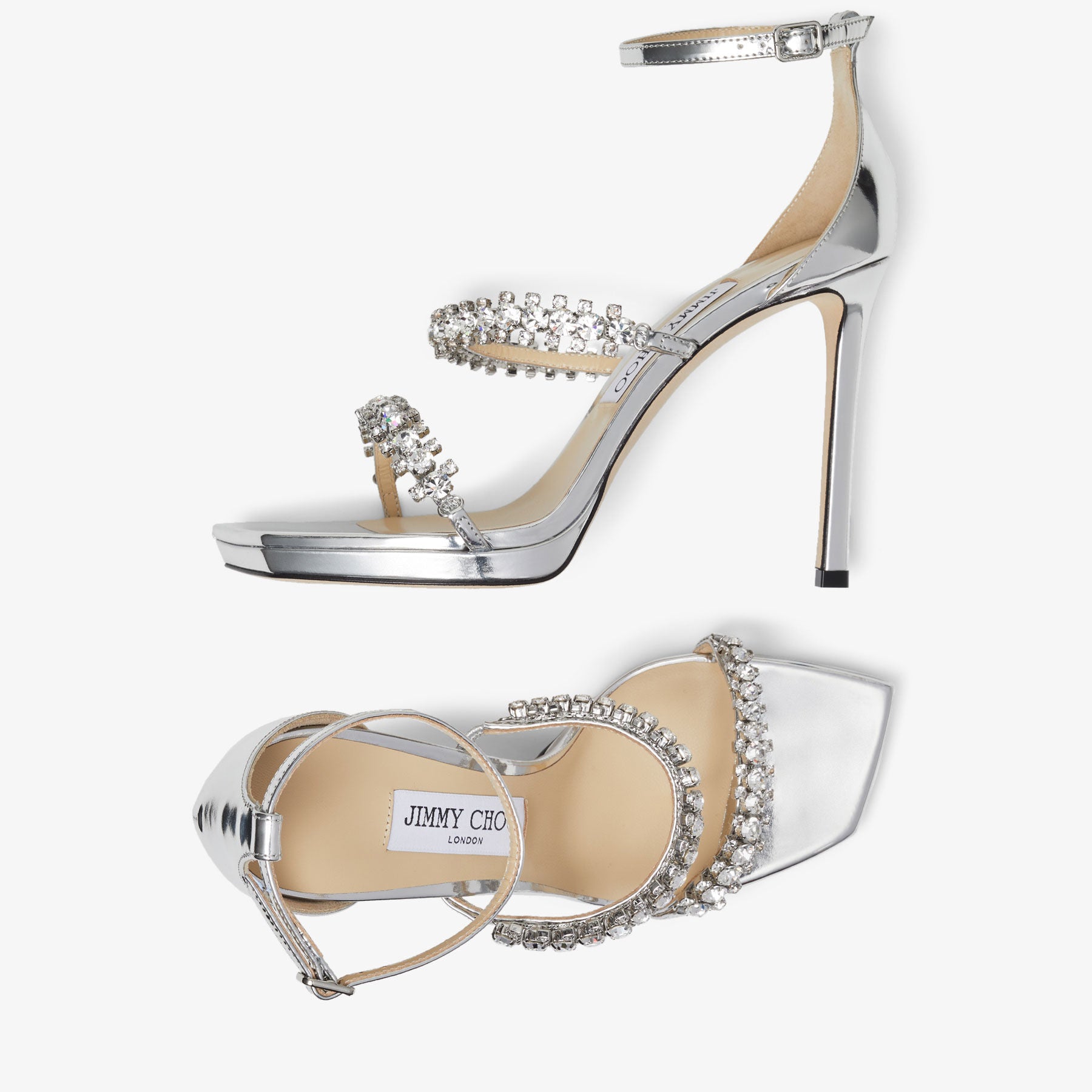 Sandales Bing 105 en cuir effet métal - Silver