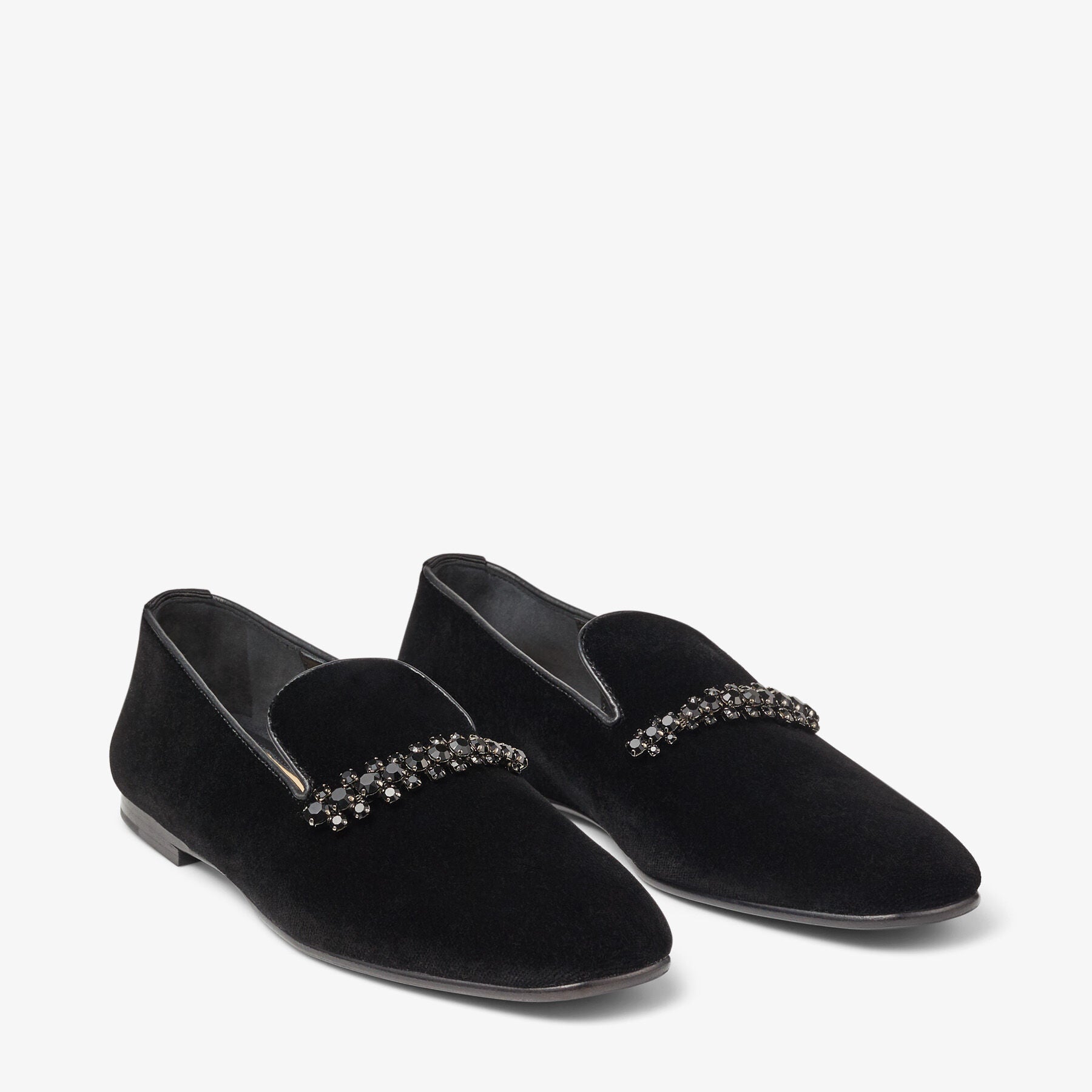 Bing loafers in velvet with crystals - Black & Smoke
