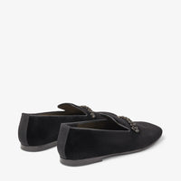 Bing loafers in velvet with crystals - Black & Smoke