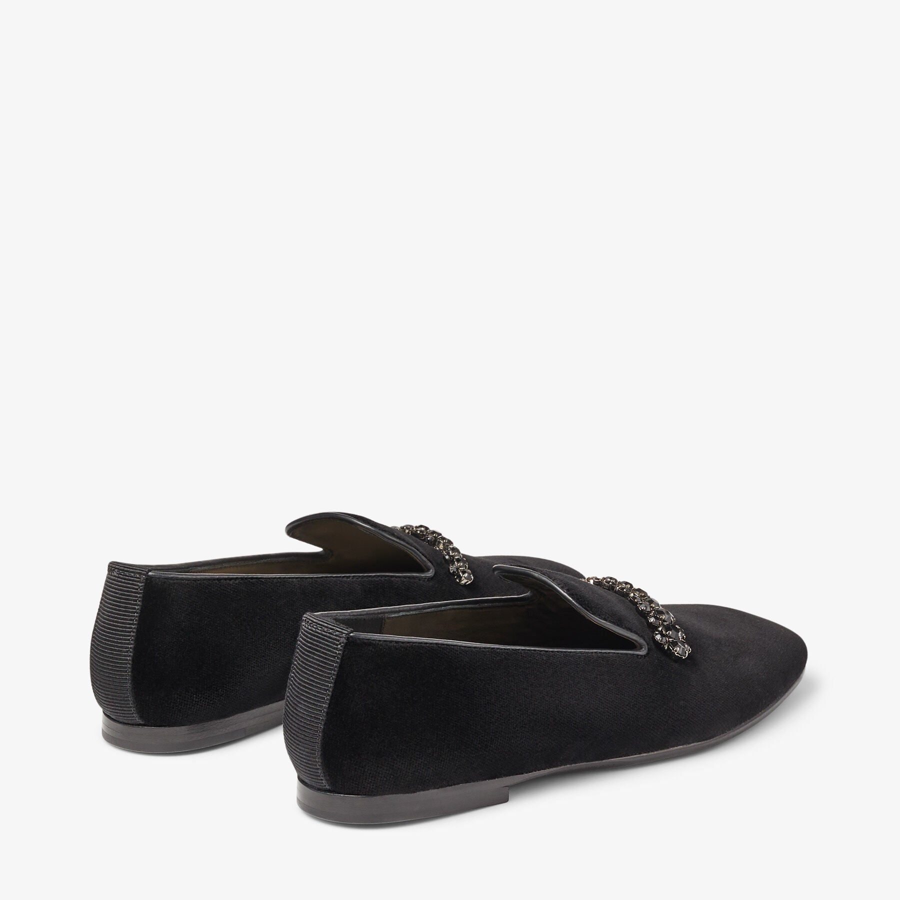 Bing loafers in velvet with crystals - Black & Smoke