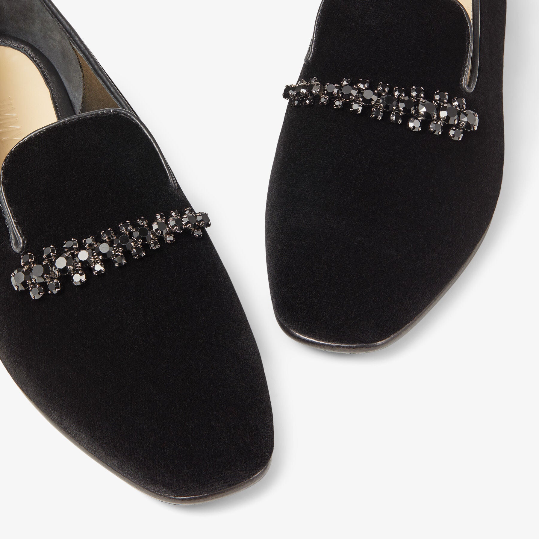 Bing loafers in velvet with crystals - Black & Smoke