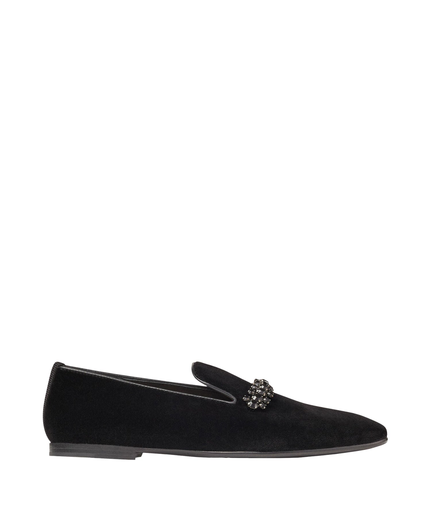 Bing loafers in velvet with crystals - Black & Smoke