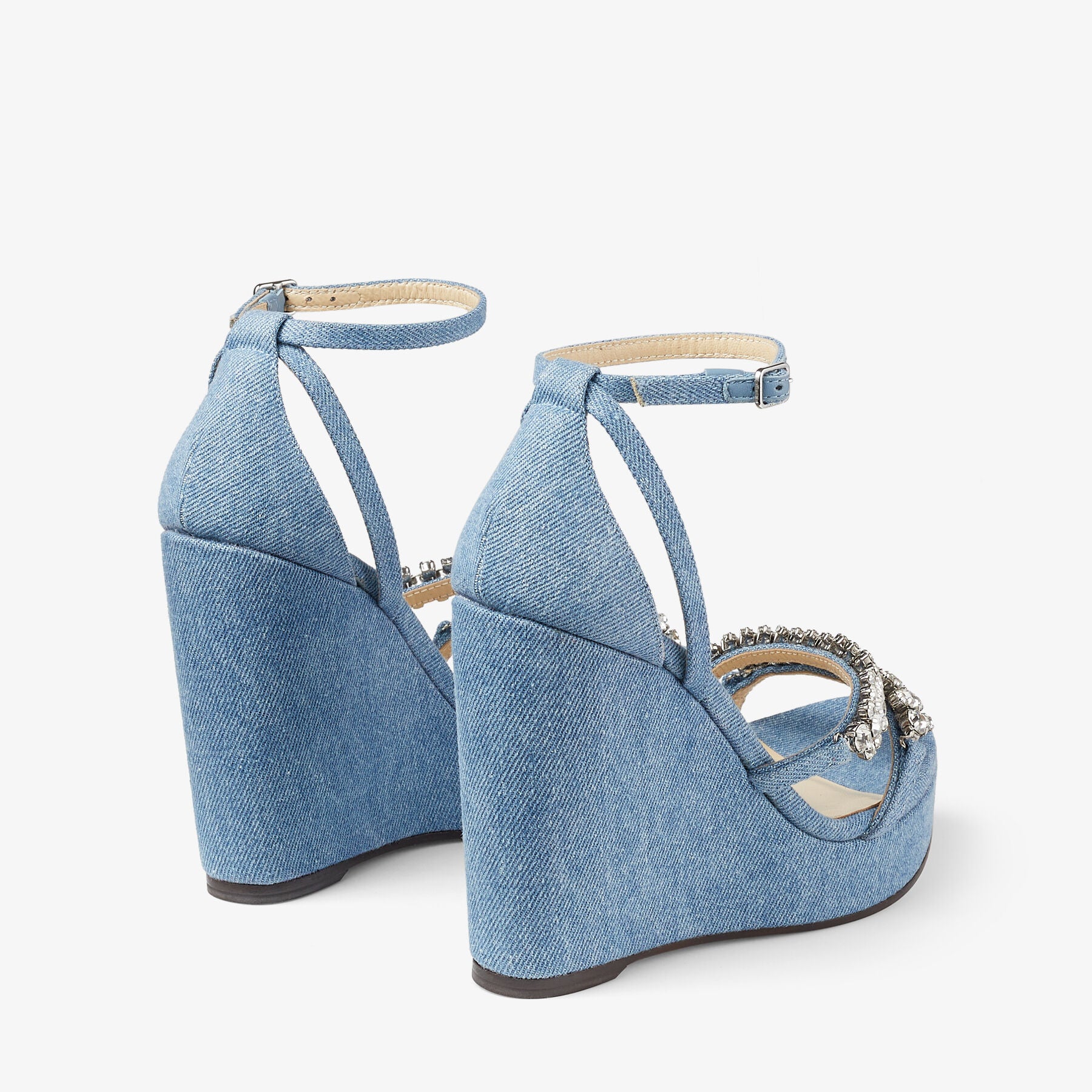 Sandales Bing compensées 120 en jean à cristaux - Denim & Crystal