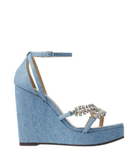 Sandales Bing compensées 120 en jean à cristaux - Denim & Crystal