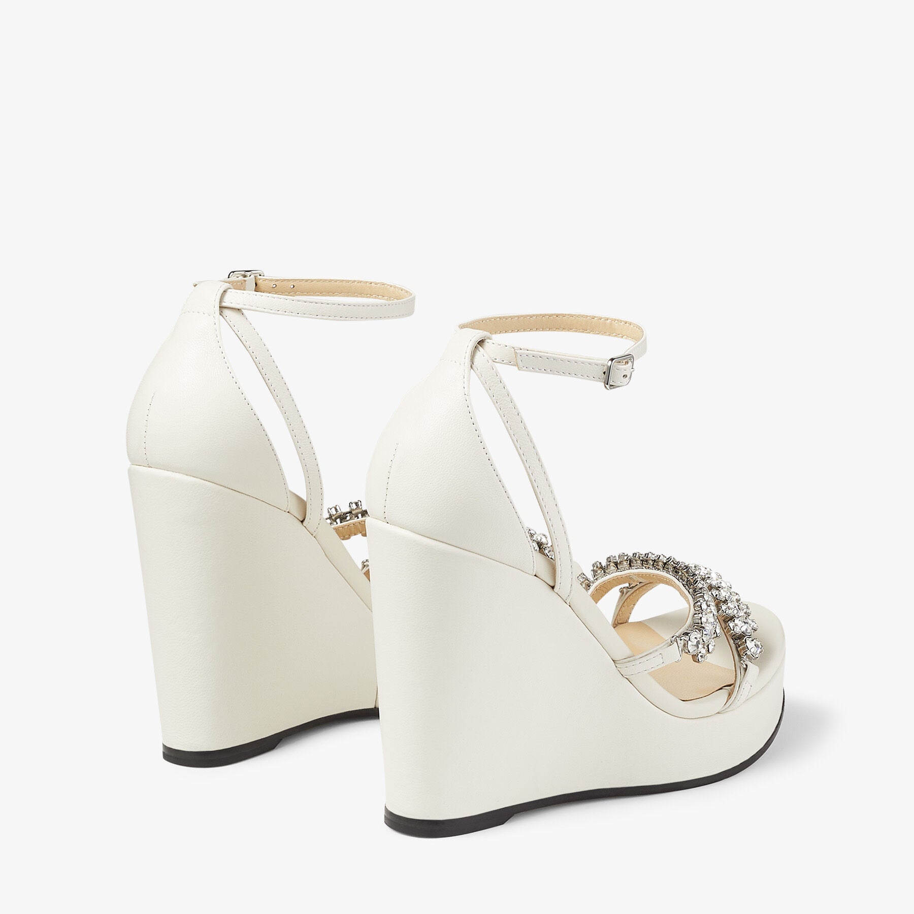 Sandales compensées Bing 120 en cuir - Latte & Crystal