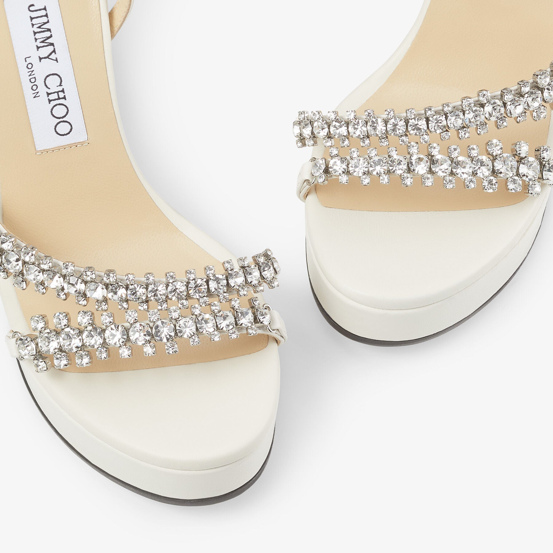 Sandales compensées Bing 120 en cuir - Latte & Crystal