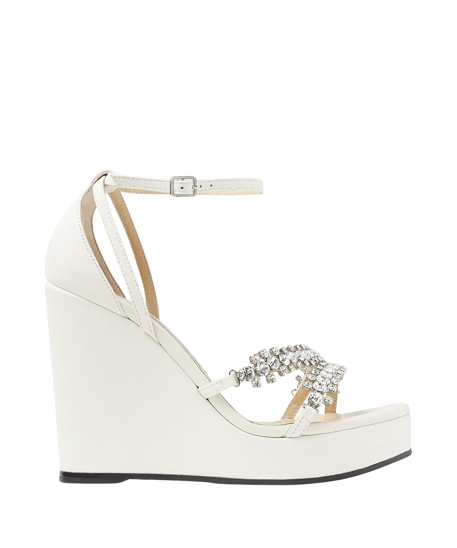 Sandales compensées Bing 120 en cuir - Latte & Crystal