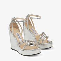 Sandales compensées Bing 120 en cuir - Silver & Crystal