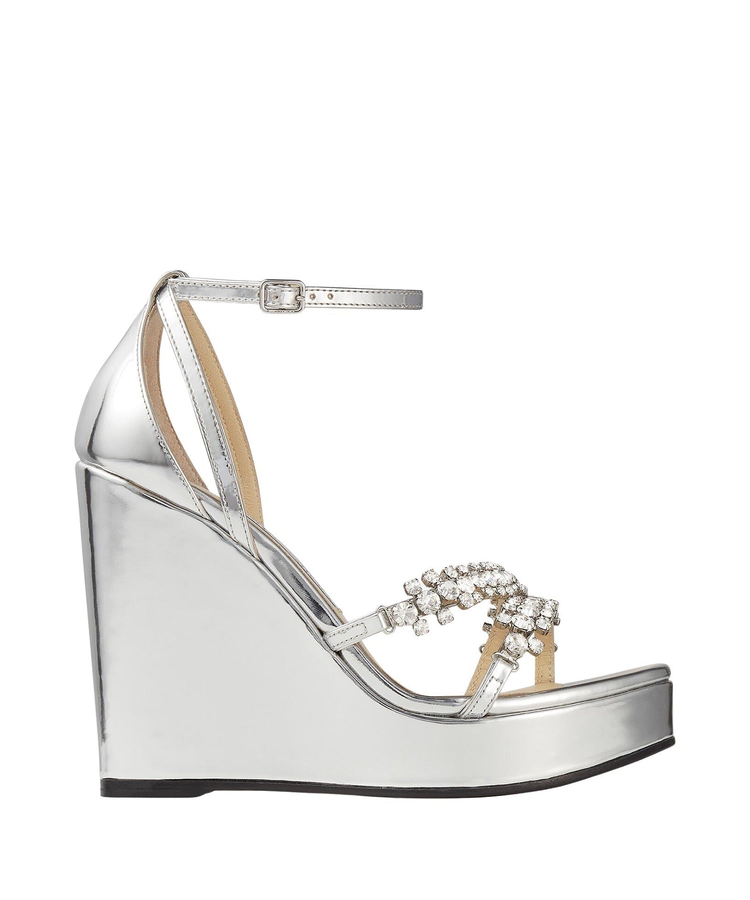 Sandales compensées Bing 120 en cuir - Silver & Crystal