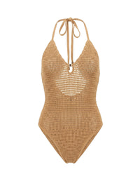 Maillot une pièce ajouré en crochet - Caramello