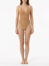 Maillot une pièce ajouré en crochet - Caramello