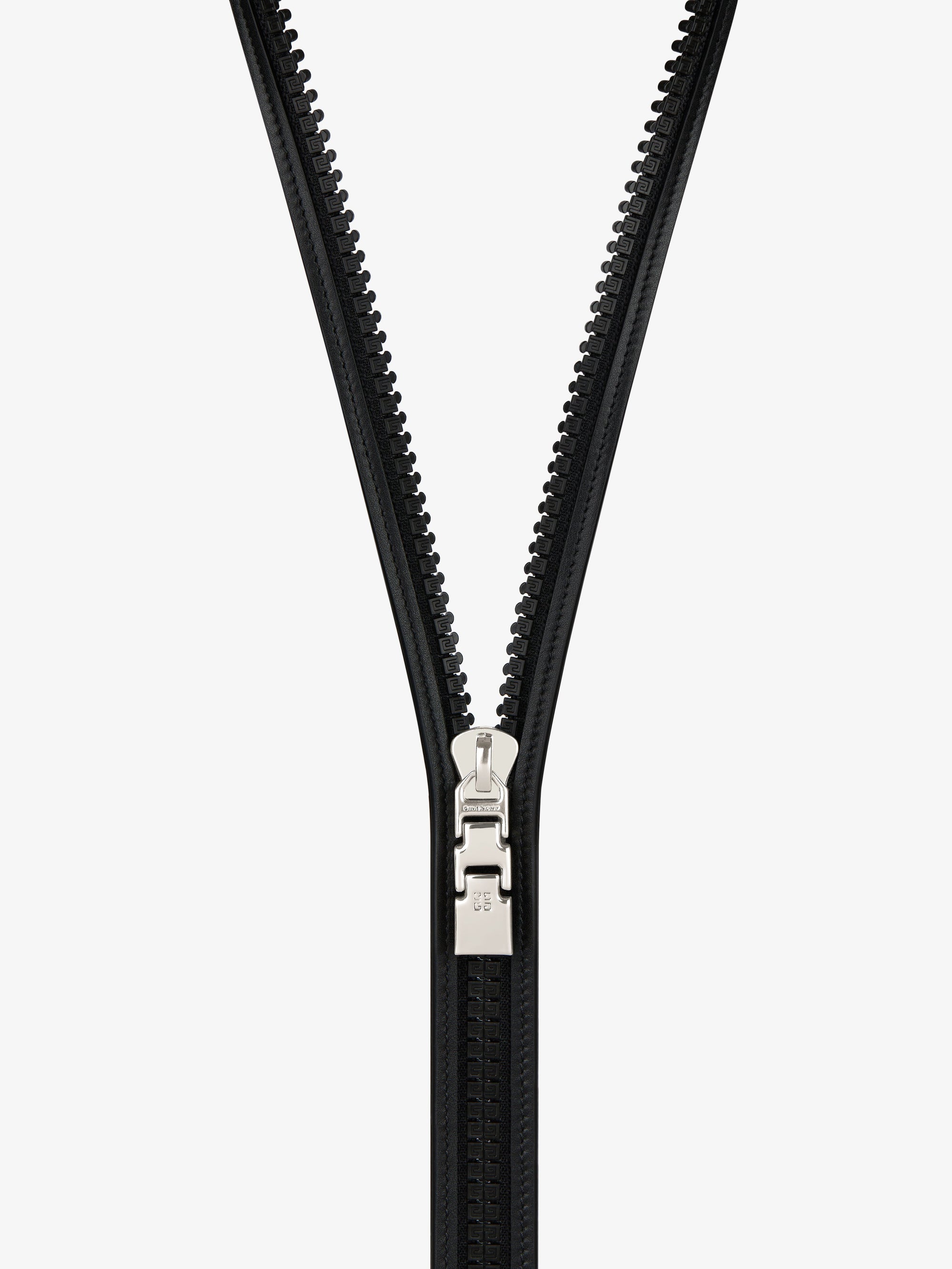 Collier zip 4G en cuir - Black
