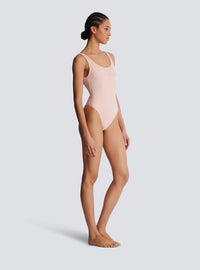 Maillot de bain une pièce avec broderie balmain paris - Rose Fonce