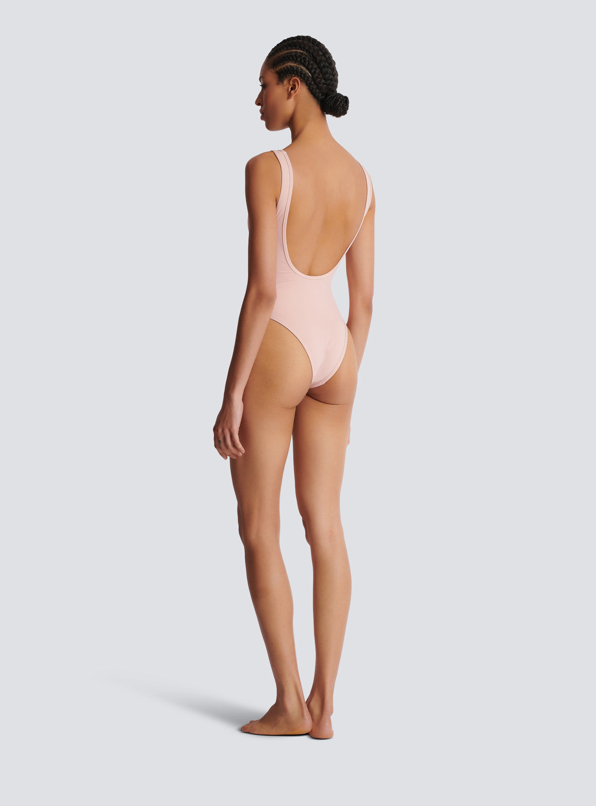 Maillot de bain une pièce avec broderie balmain paris - Rose Fonce