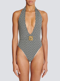 Maillot de bain une pièce à monogramme pb labyrinthe - Natural