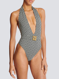 Monogram one-piece swimsuit - Natural